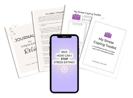 The STOP Stress Eating Bundle from Confident Nutrition - Q&A audio response, Journaling for Stress Eating Relief, and My Stress Coping Toolkit