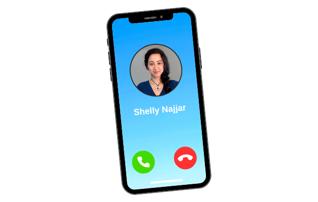 Image of phone screen with Shelly Najjar calling